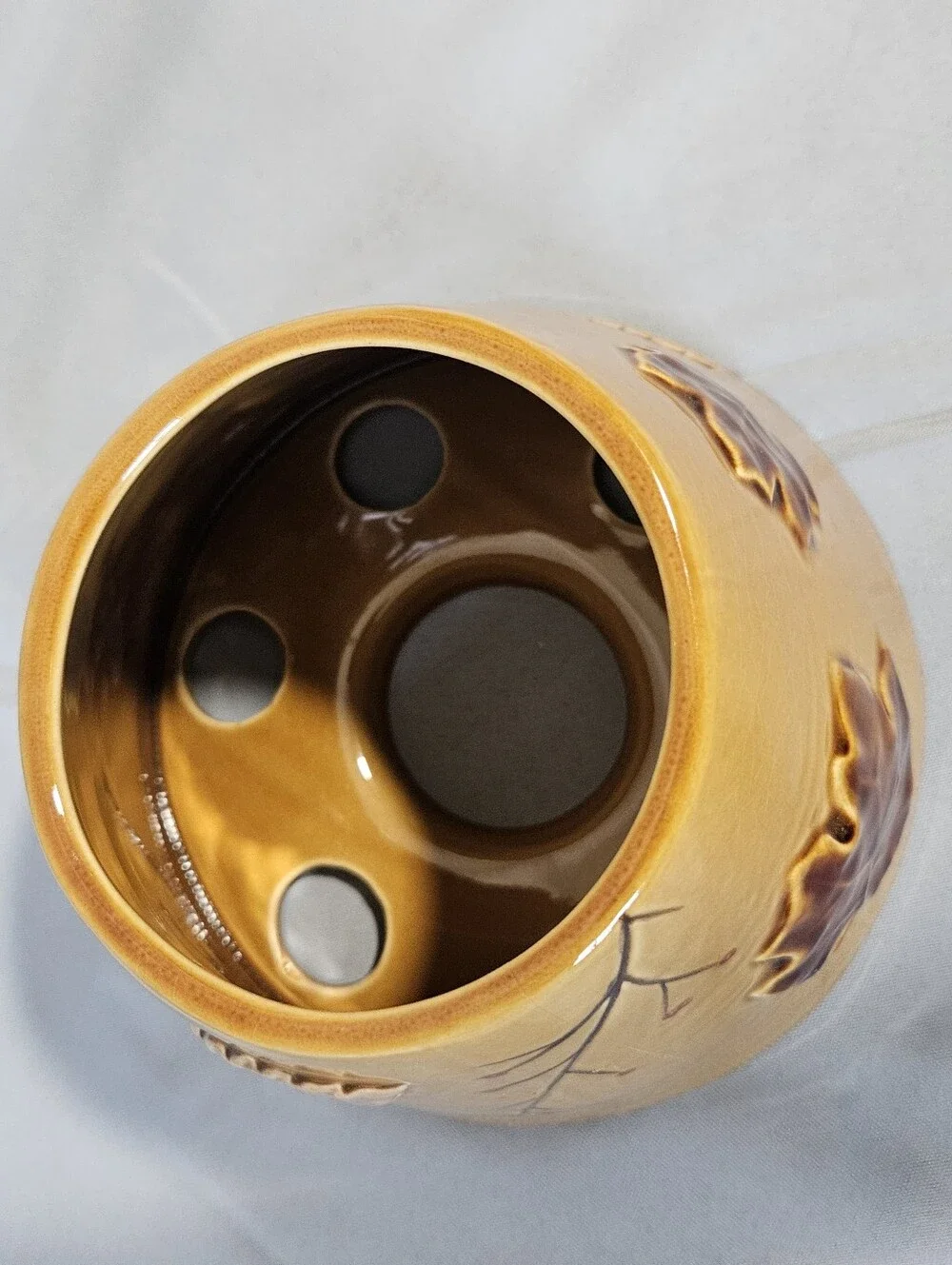 Linens & Things Lg Seasonal Ceramic Shade Fall Autumn Thanksgiving Leaves